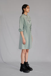 Grey Knitted Panel Short Dress