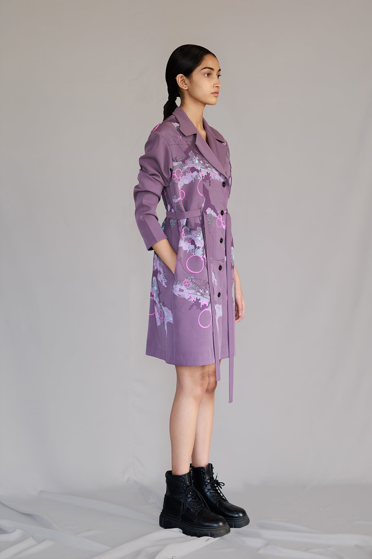 Mauve Map Coat Dress