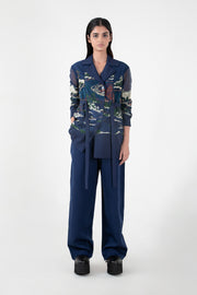 Blue Crest Applique Coat Set