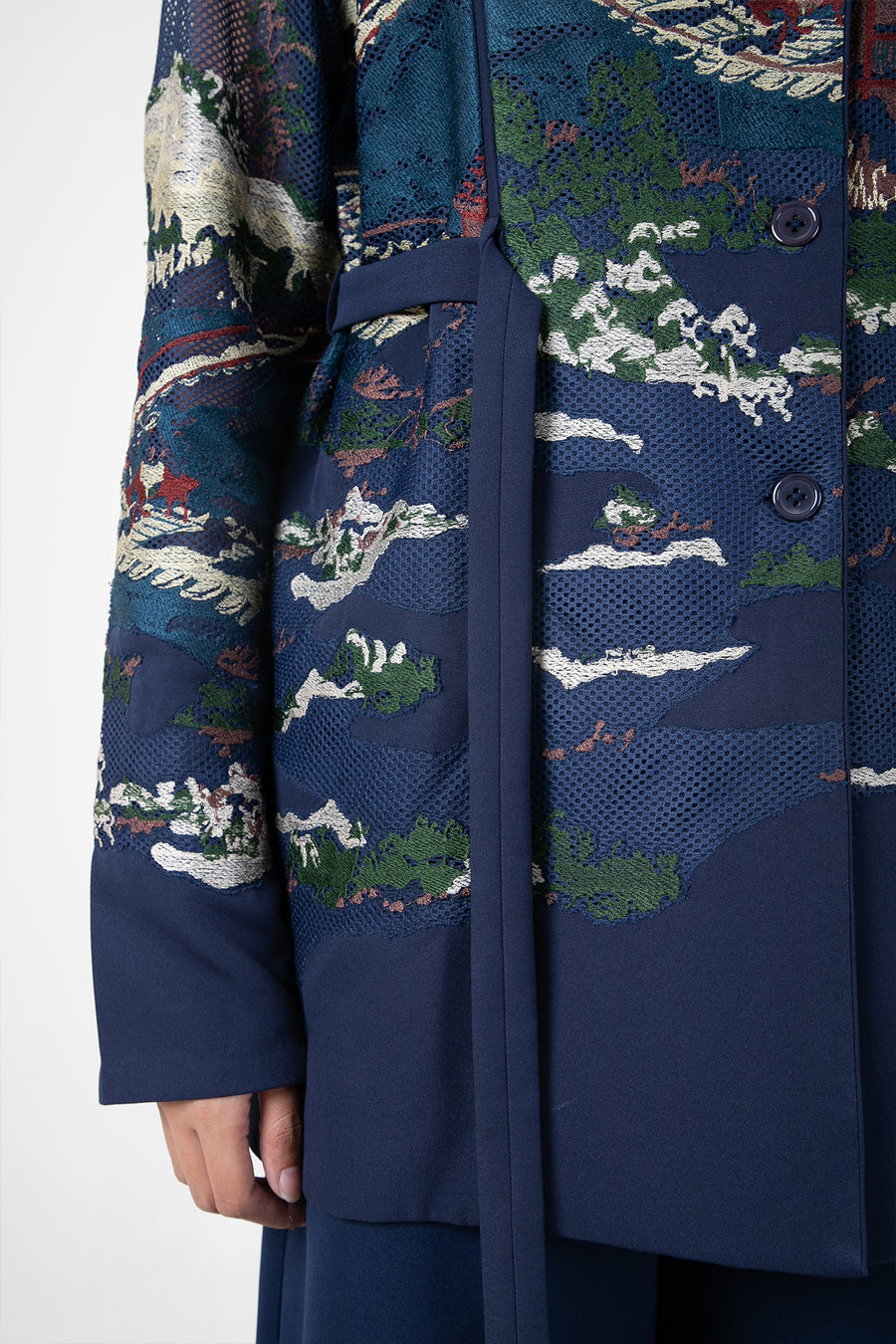 Blue Crest Applique Coat Set