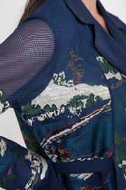 Blue Crest Applique Coat Set