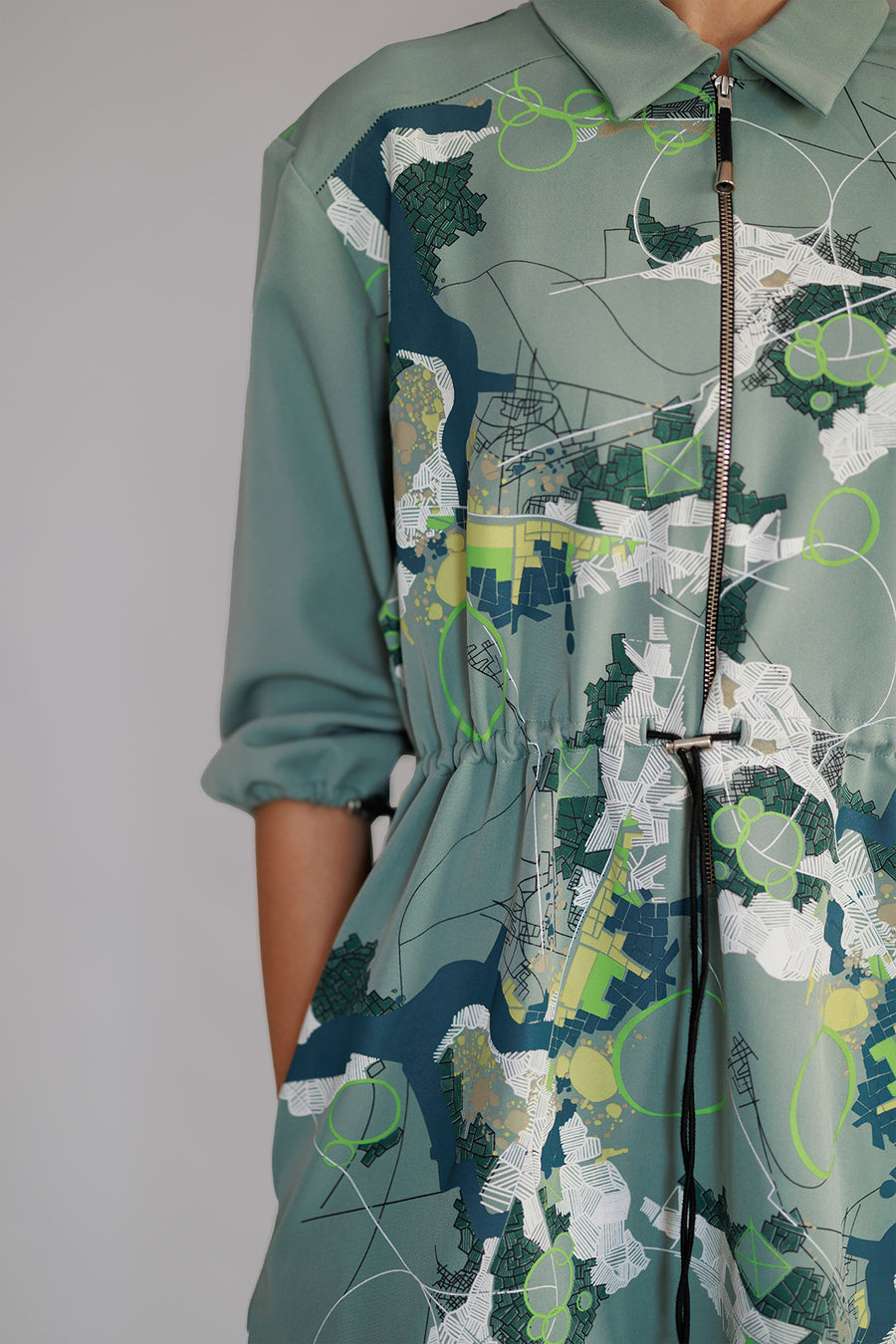 Grey Map Short Dress