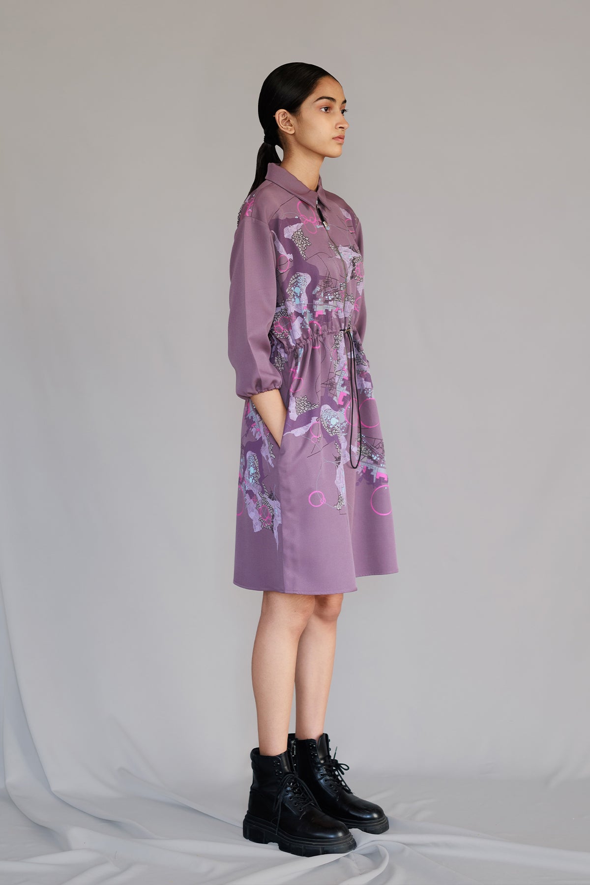Mauve Map Short Dress