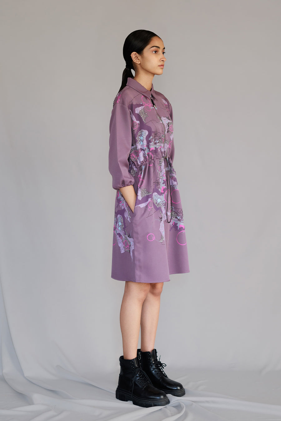 Mauve Map Short Dress