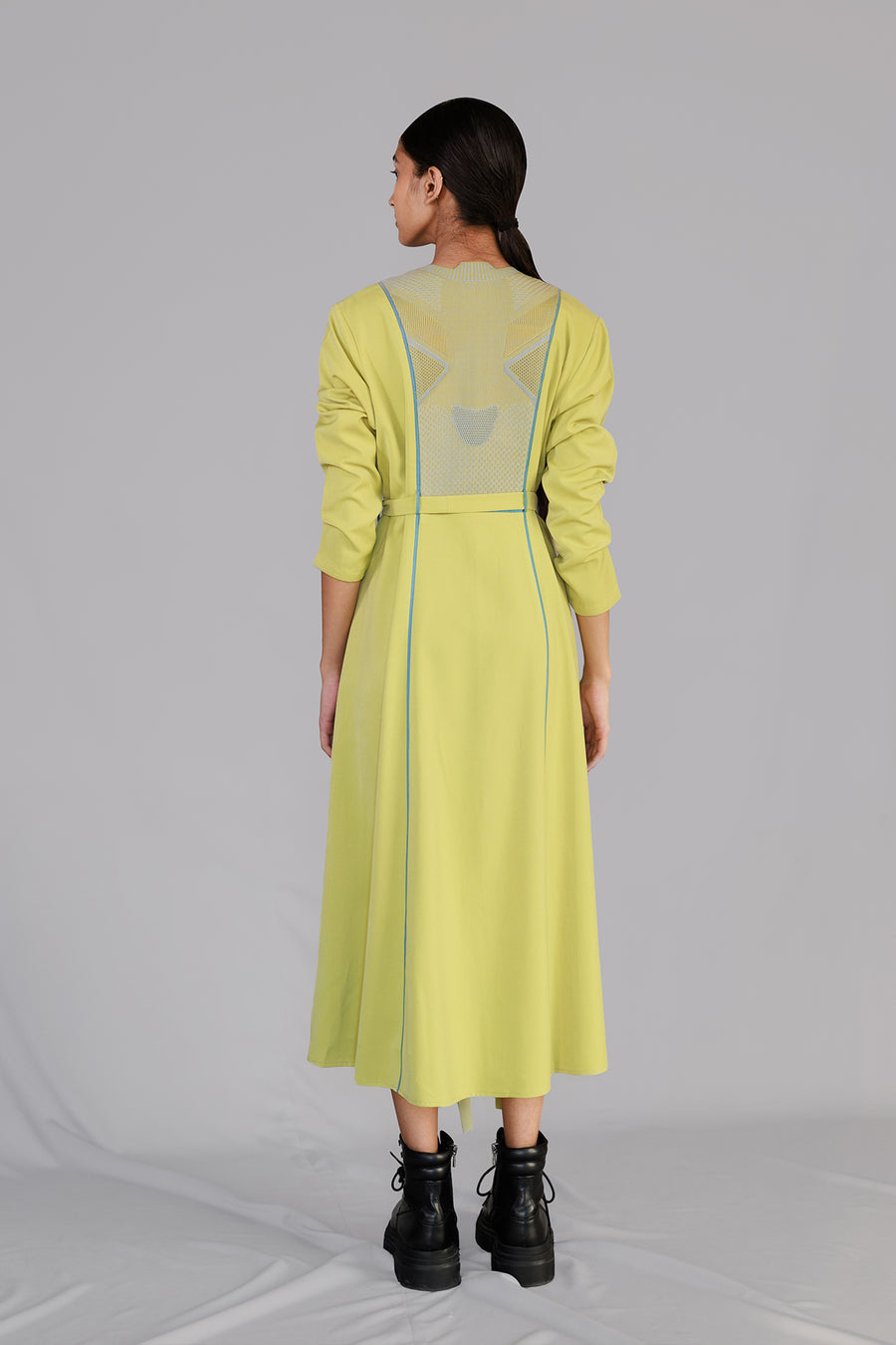 Lime Knitted Panel Dress