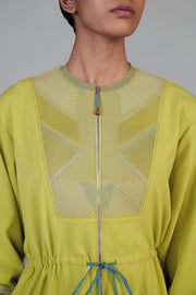 Lime Knitted Panel Long Dress