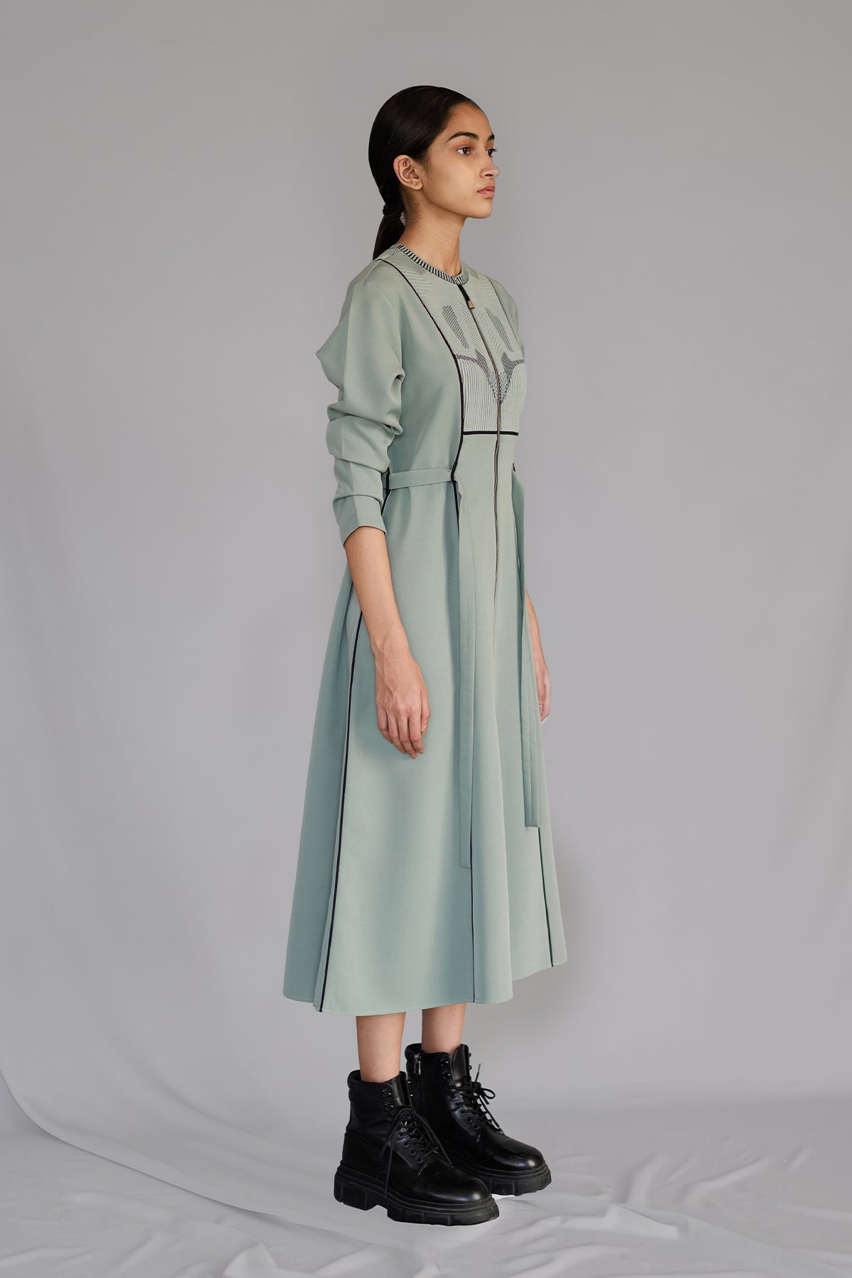 Grey Knitted Panel Dress