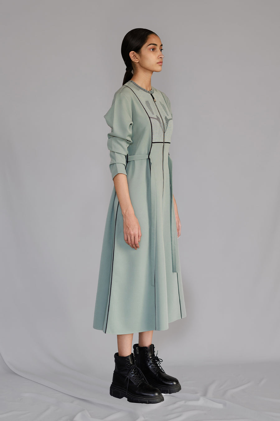 Grey Knitted Panel Dress