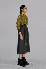 Yellow Map Embroidery Long Dress