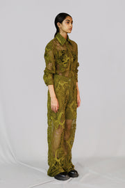 Yellow Map Embroidery Shirt Pant