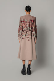 Brown Hokusai Embroidered Long Dress