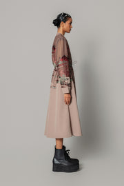Brown Hokusai Embroidered Long Dress