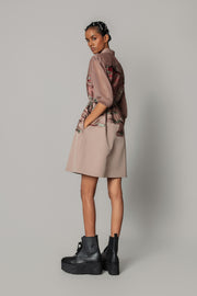 Brown Hokusai Embroidered Short Dress