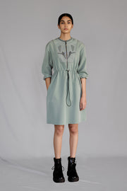 Grey Knitted Panel Short Dress