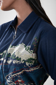 Blue Crest Applique  Short Dress