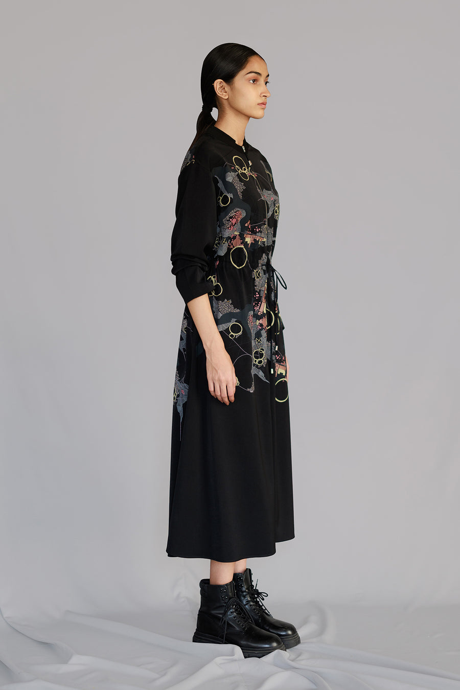 Black Map Long Dress