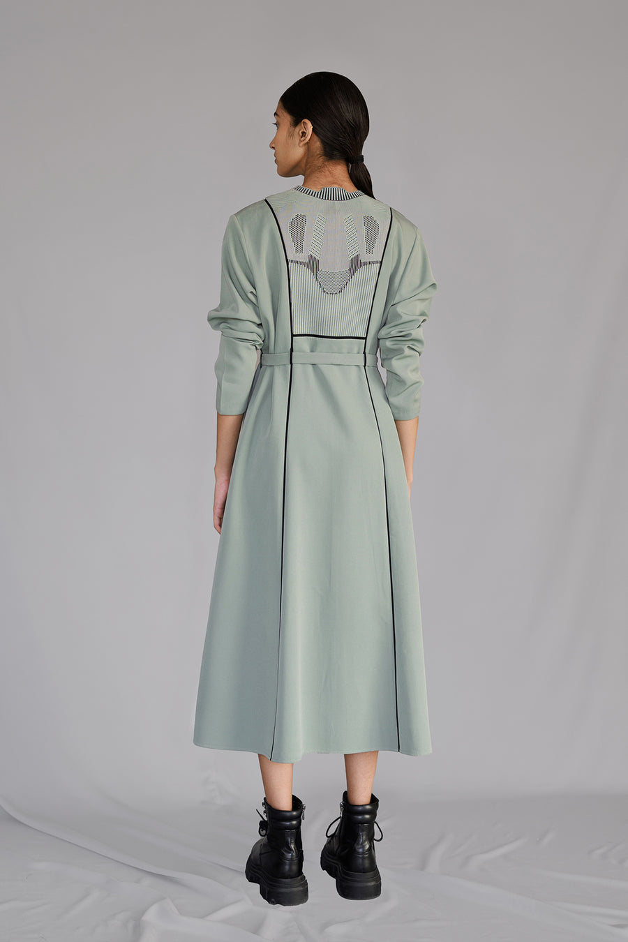 Grey Knitted Panel Dress