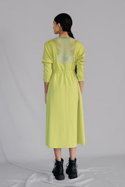 Lime Knitted Panel Long Dress