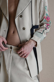 Flora Noir Beige Coat Set