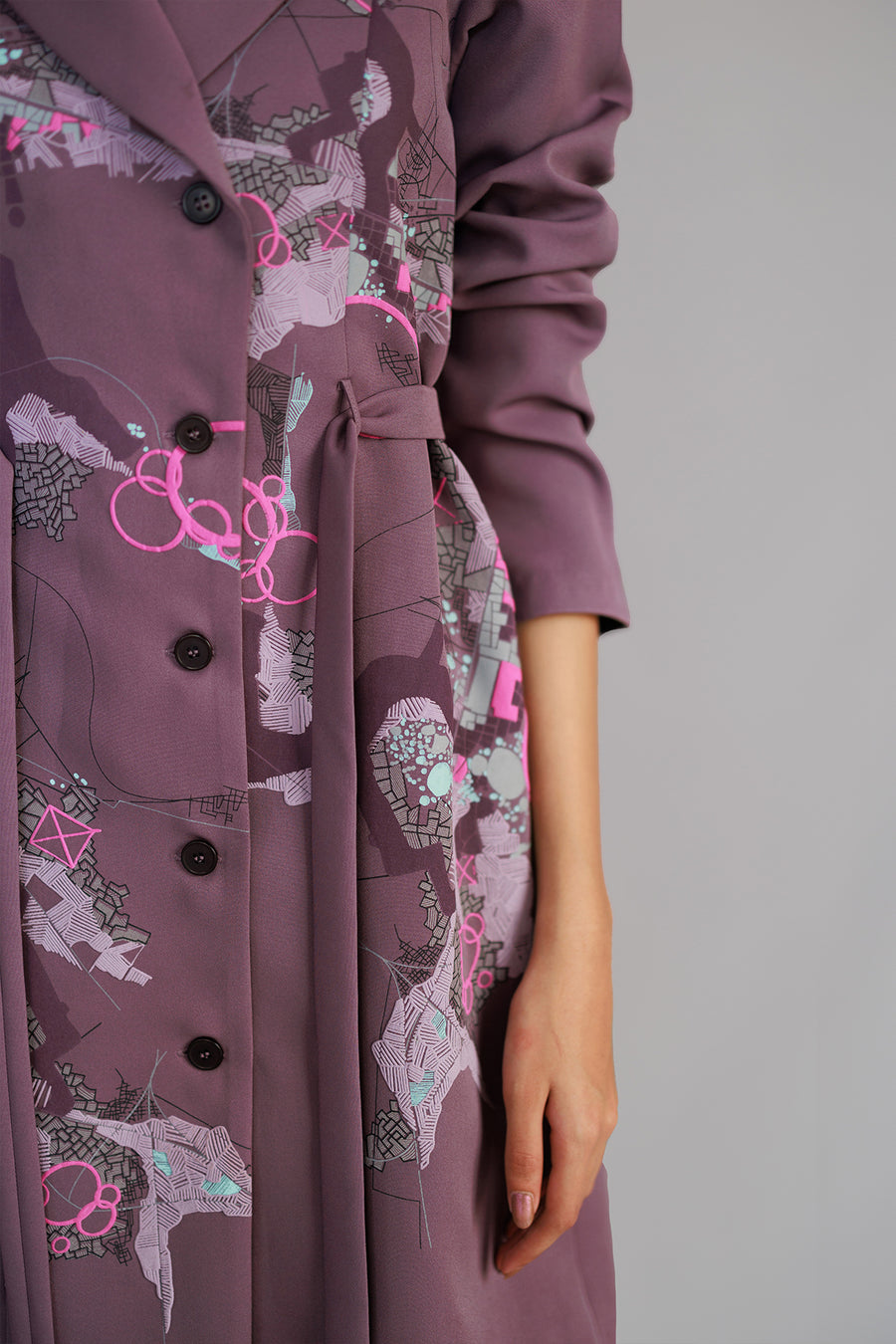 Mauve Map Coat Dress