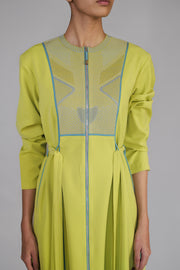 Lime Knitted Panel Dress