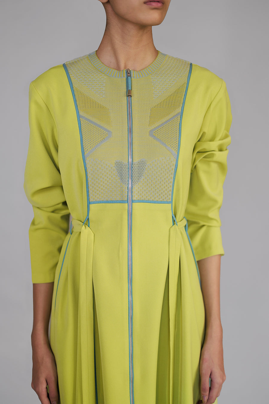 Lime Knitted Panel Dress