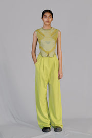 Lime Pleated Pants