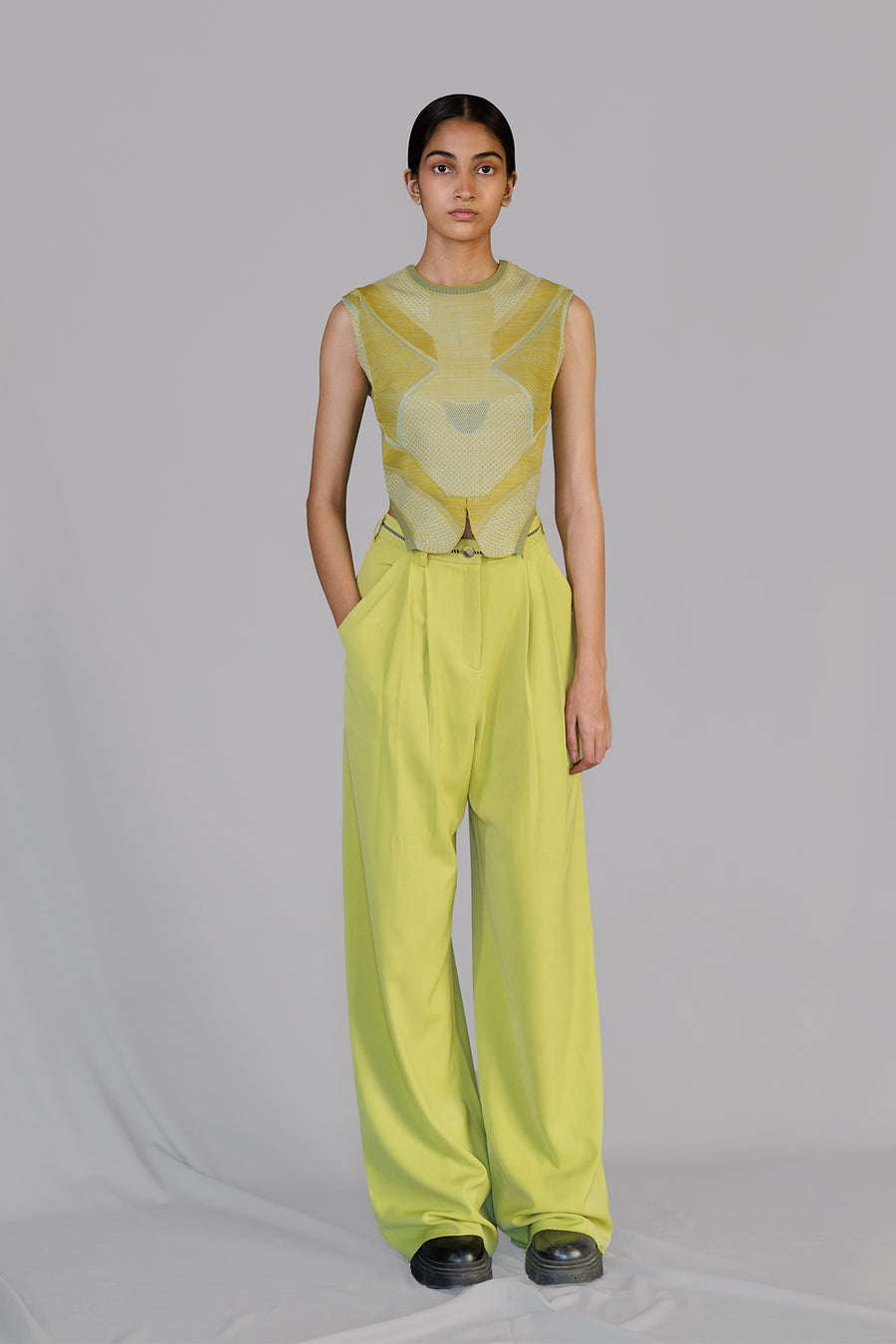 Lime Pleated Pants