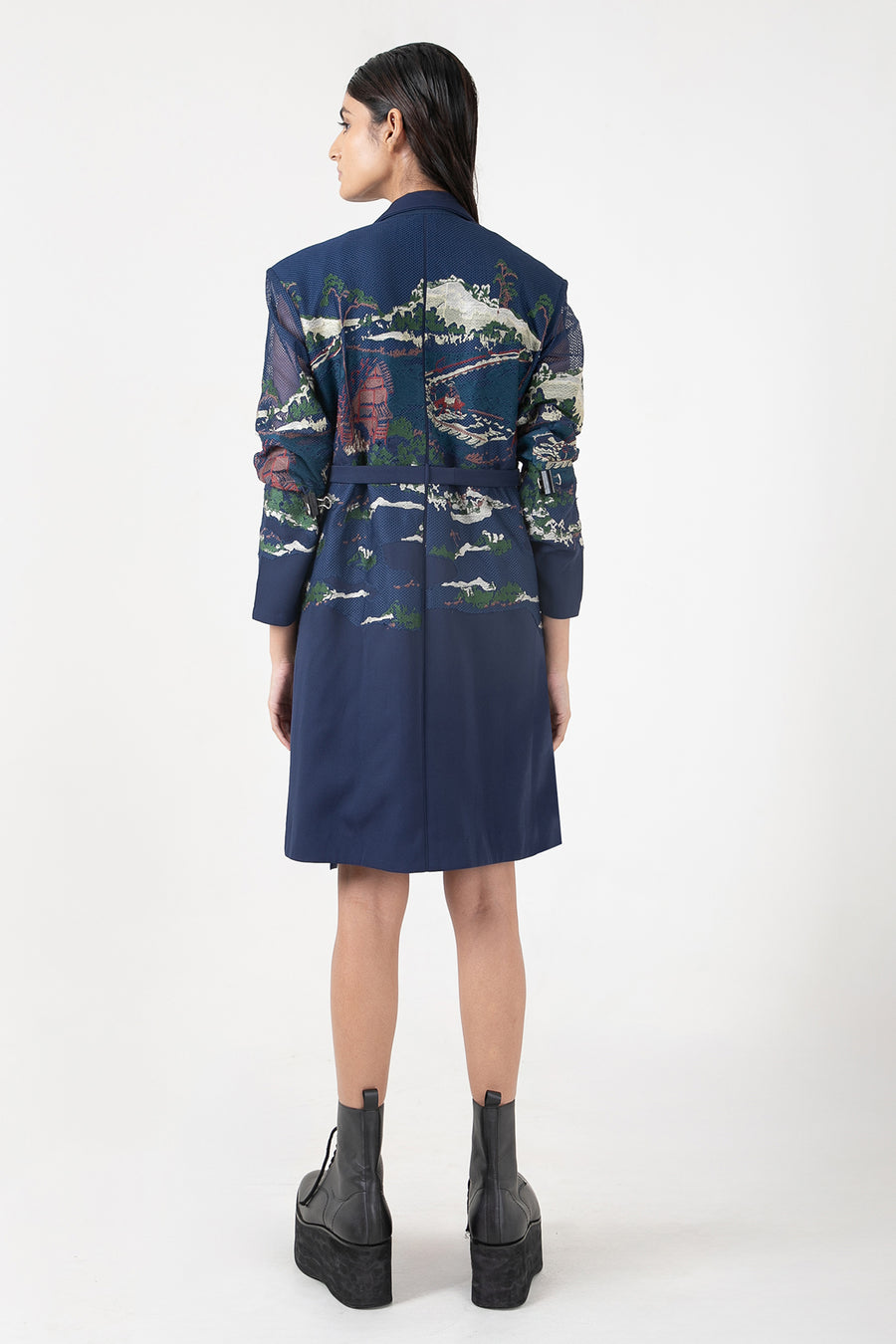 Blue Crest Applique Blazer  Dress