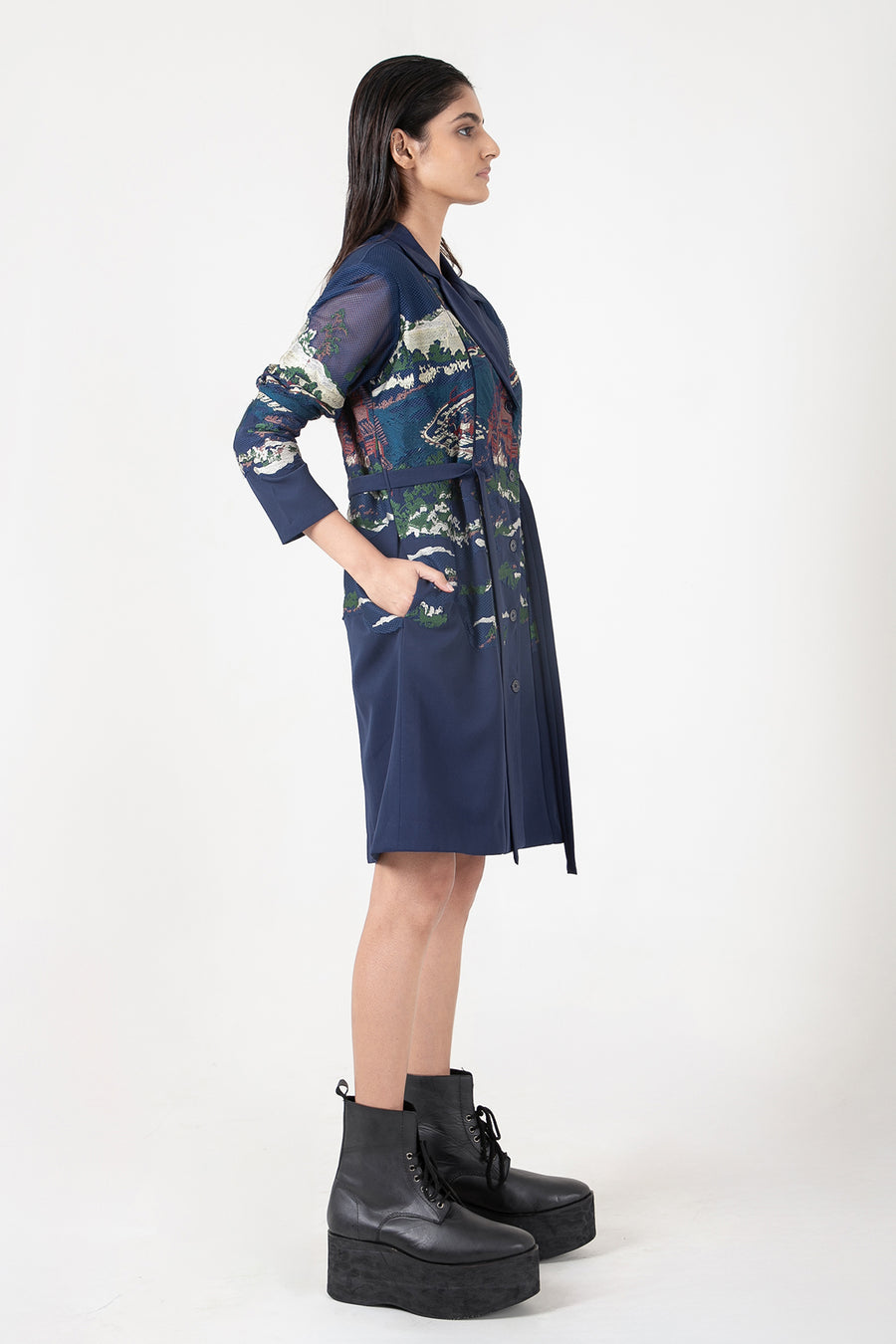 Blue Crest Applique Blazer  Dress