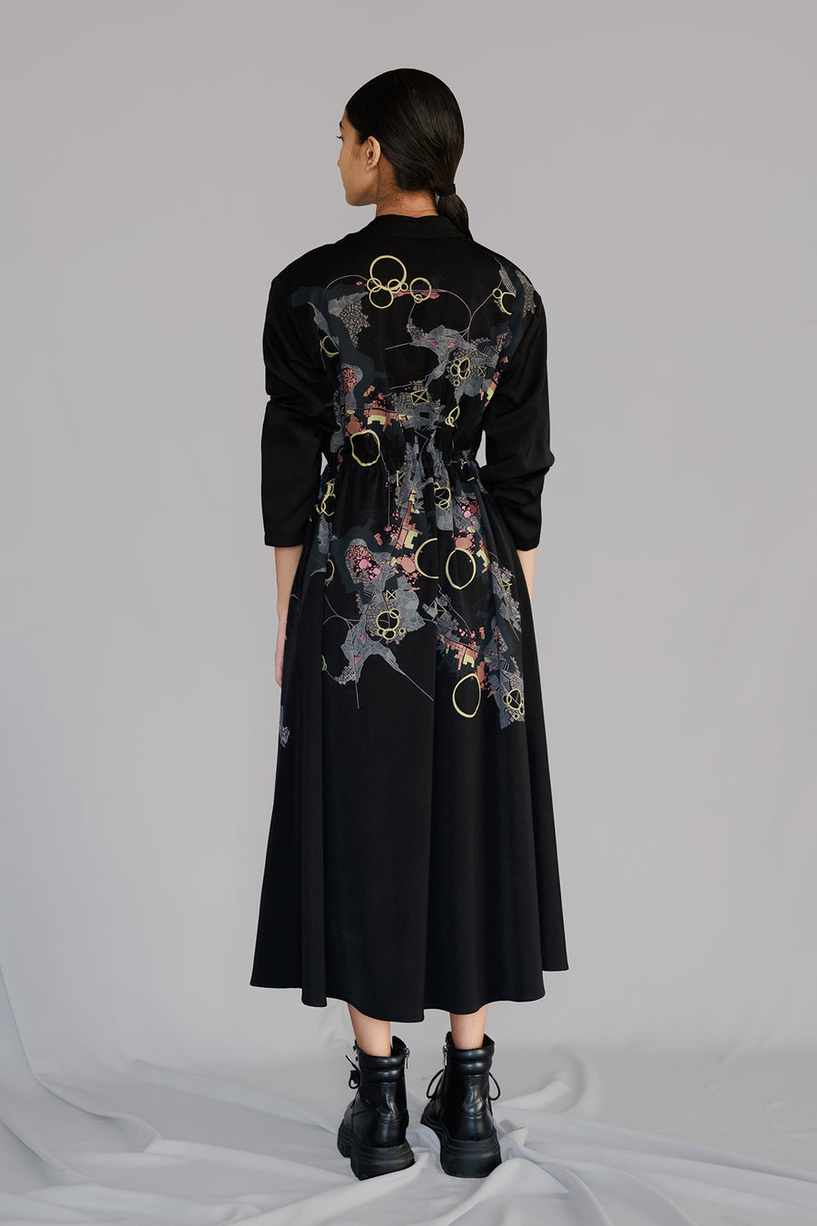 Black Map Long Dress