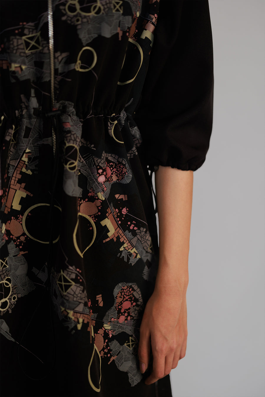 Black Map Short Dress