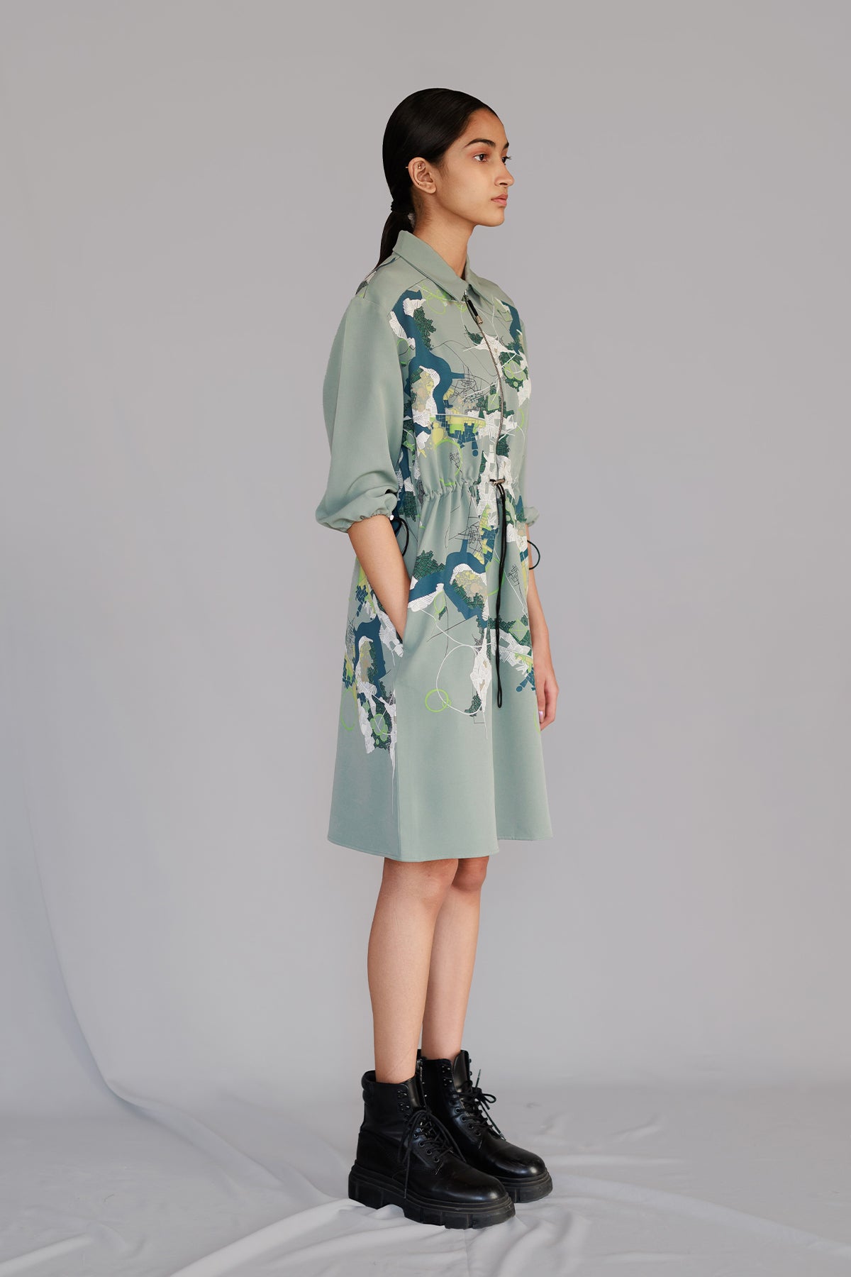 Grey Map Short Dress