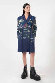 Blue Crest Applique Blazer  Dress