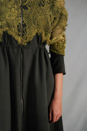 Yellow Map Embroidery Long Dress