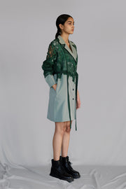 Green Map Embroidery Coat Dress