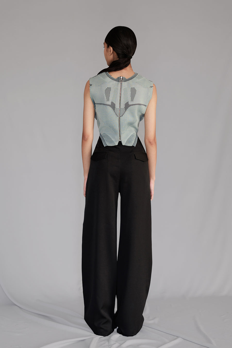 Grey Knitted Panel Top Set