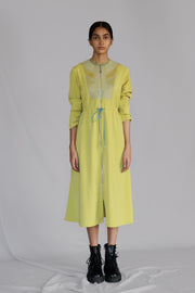 Lime Knitted Panel Long Dress