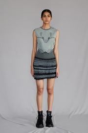 Grey Knitted Panel Skirt Top