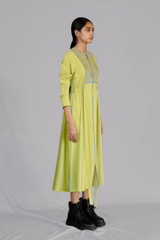 Lime Knitted Panel Dress