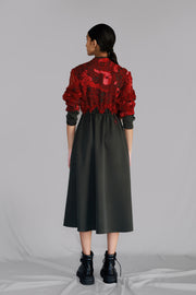 Red Map Embroidery Long Dress