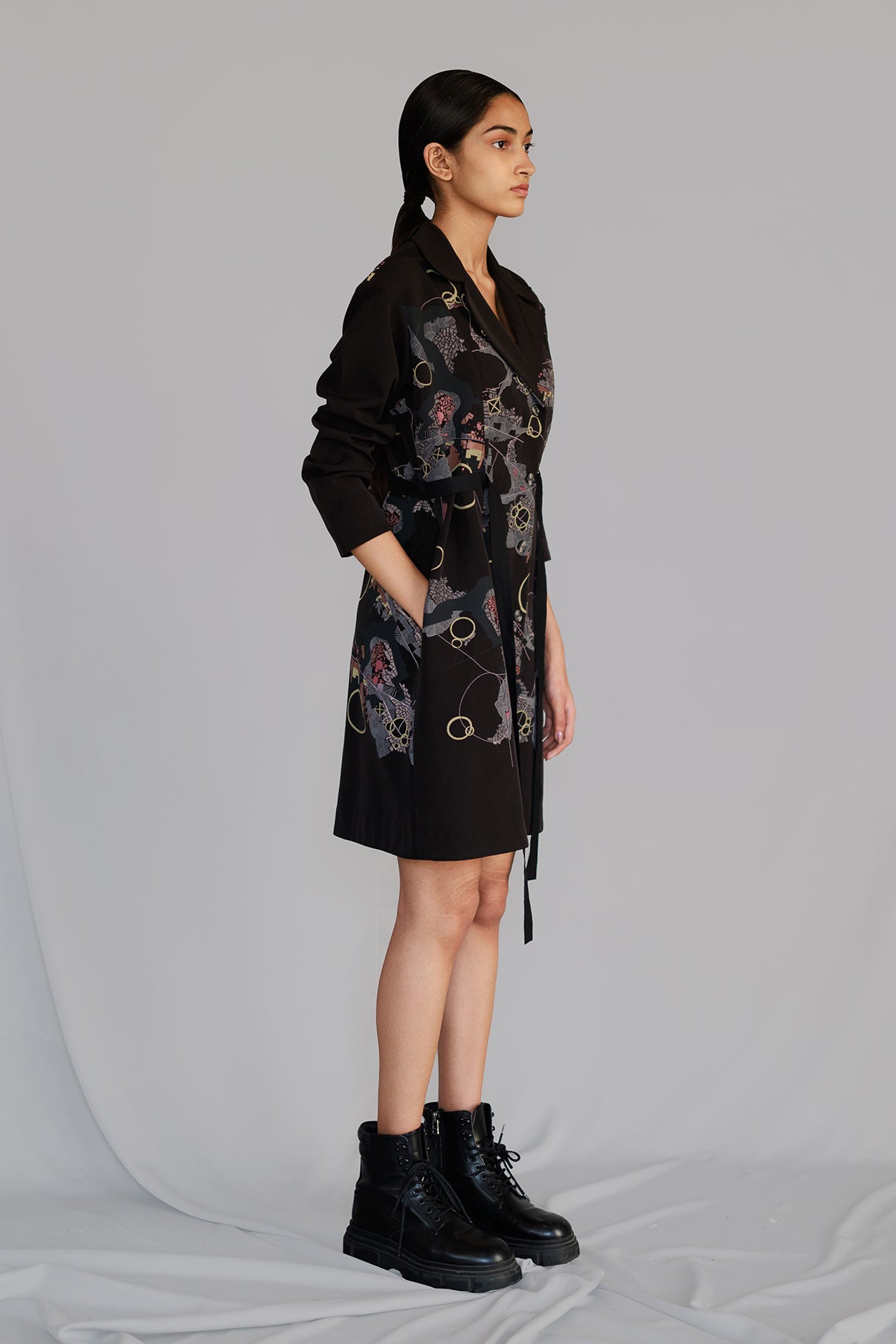 Black Map Coat Dress