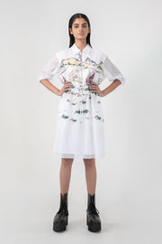 Ivory Crest Embroidered Short Dress