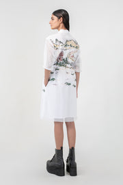 Ivory Crest Embroidered Short Dress