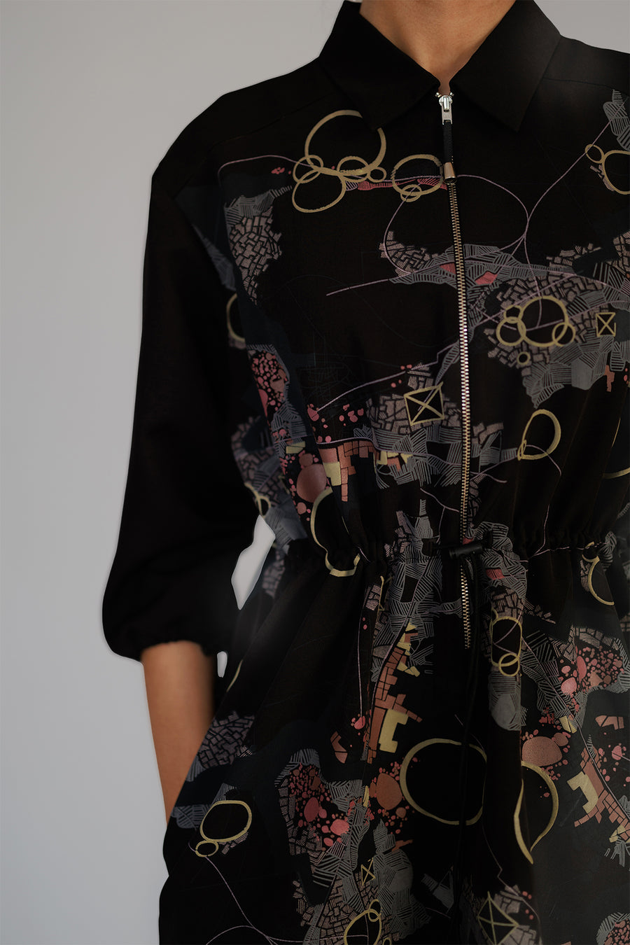 Black Map Short Dress