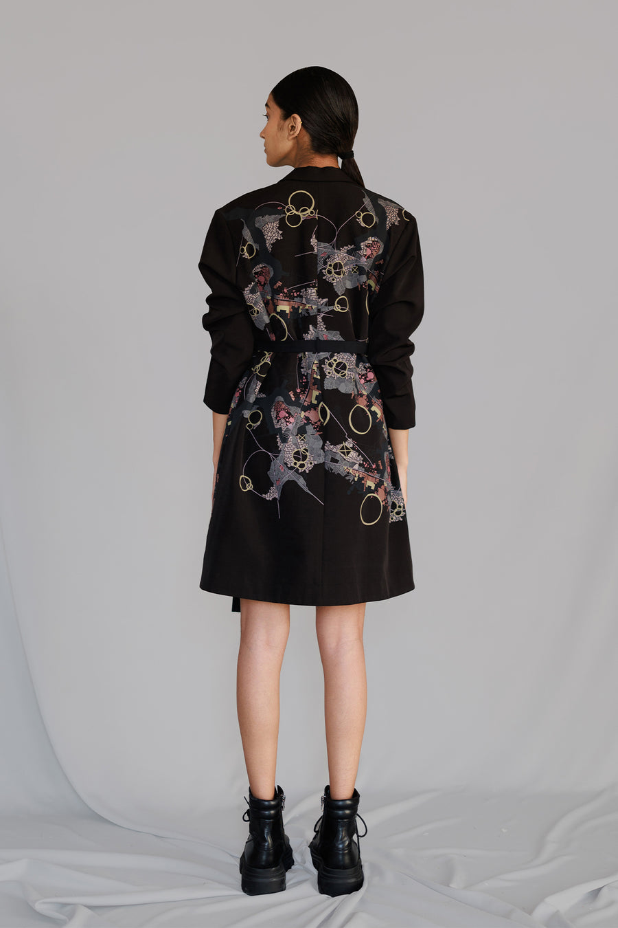 Black Map Coat Dress