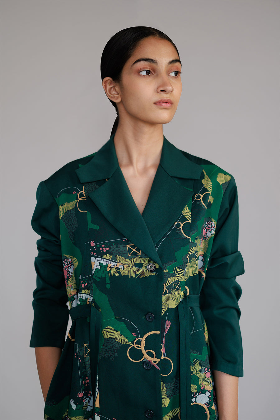 Green Map Coat Dress