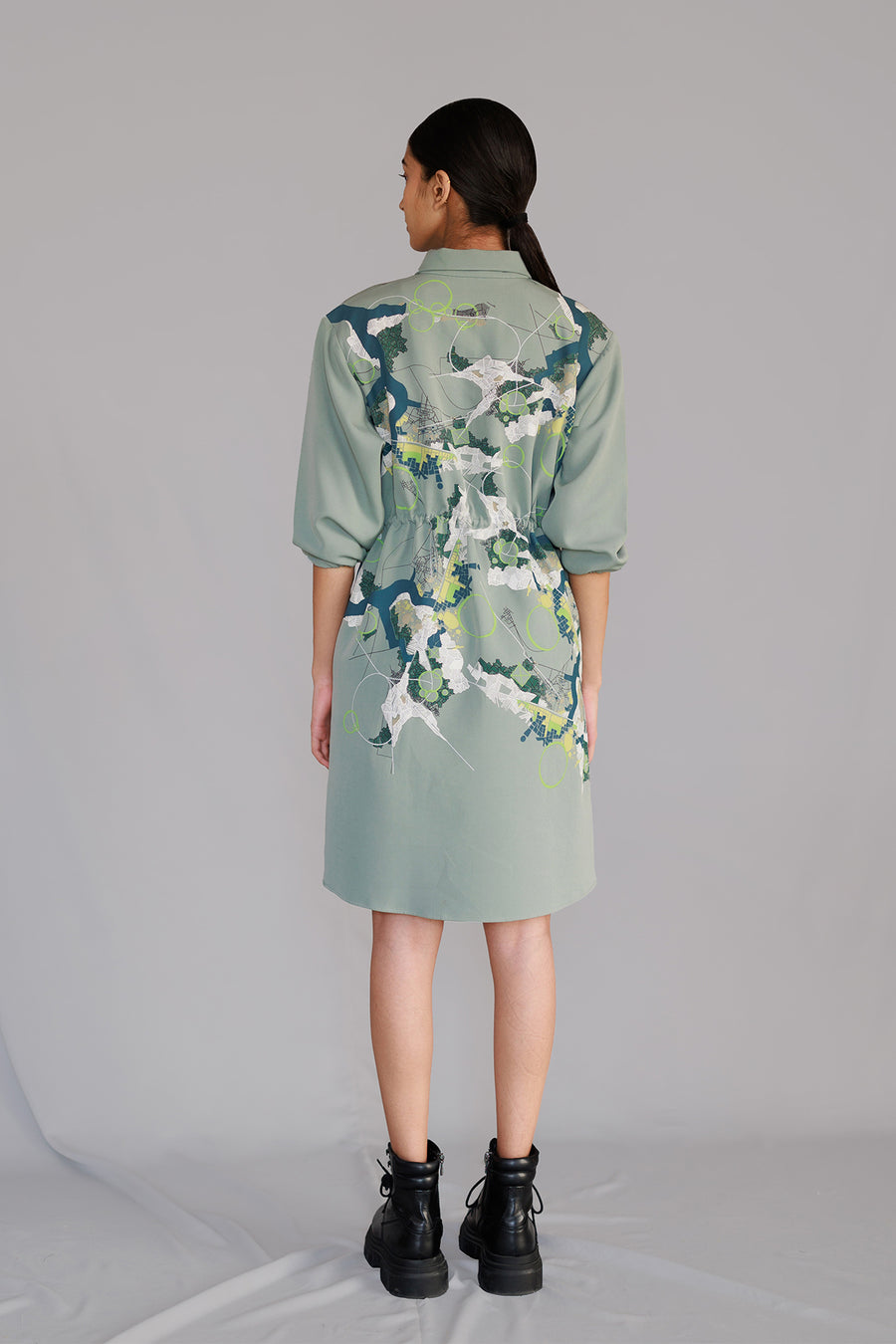 Grey Map Short Dress