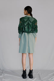 Green Map Embroidery Coat Dress