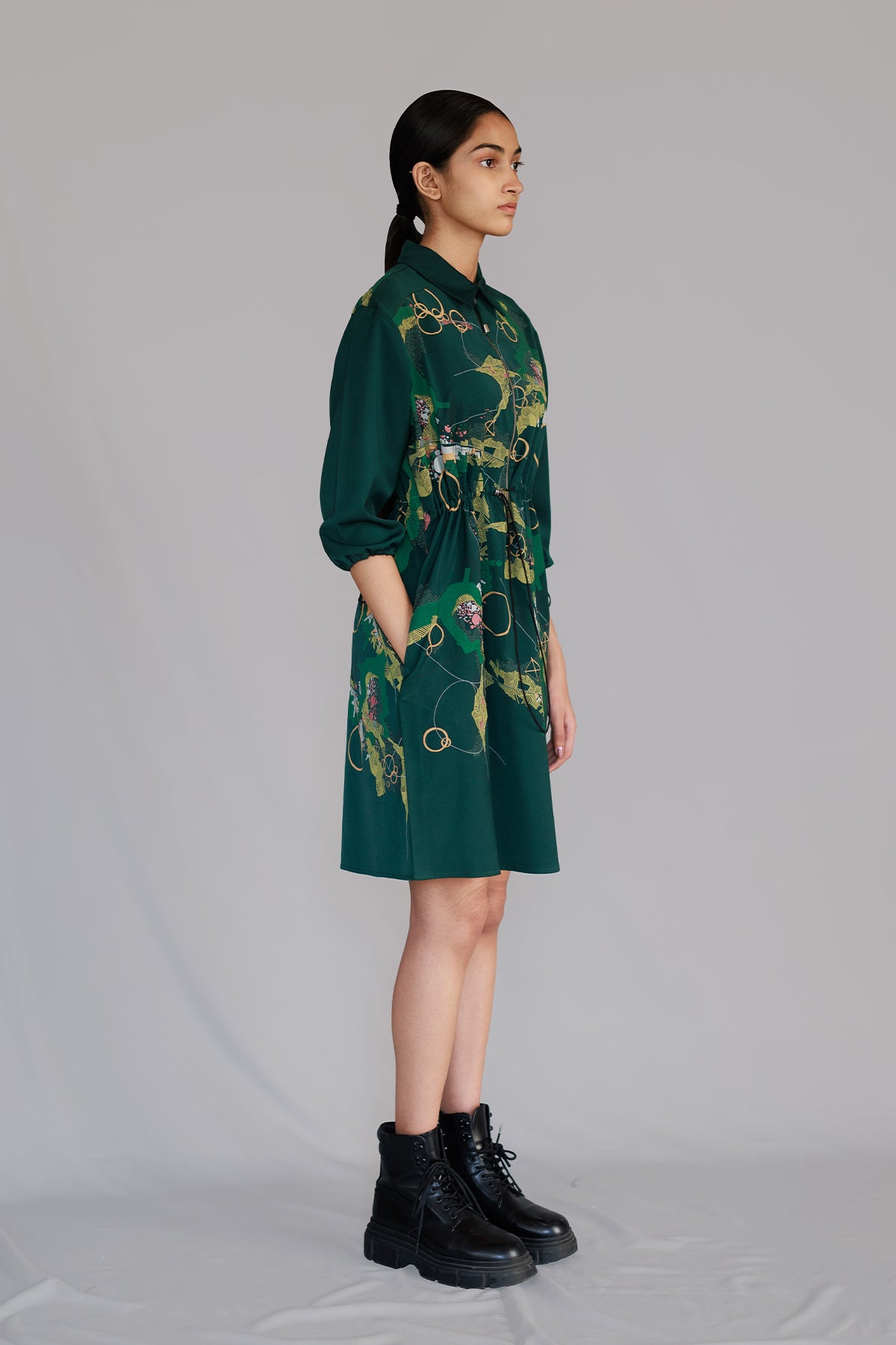 Green Map Short Dress